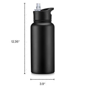 22 oz Insulated Water Bottle Stainless Steel Double Walled Vacuum Sports Water Bottle with 2 Lids (Straw and Spout Lid) for Gym Camping Hiking(White,1)