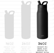 Ceramic-Lined Water Bottle with Push Button Straw Lid - Insulated Stainless Steel