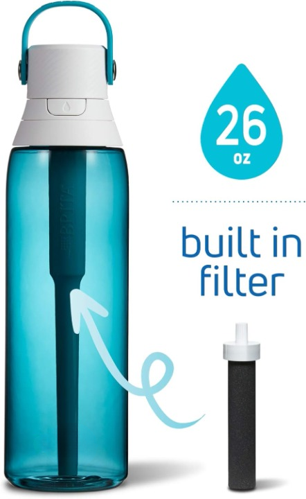 36 oz Hard-Sided Plastic Premium Filtering Water Bottle, BPA-Free