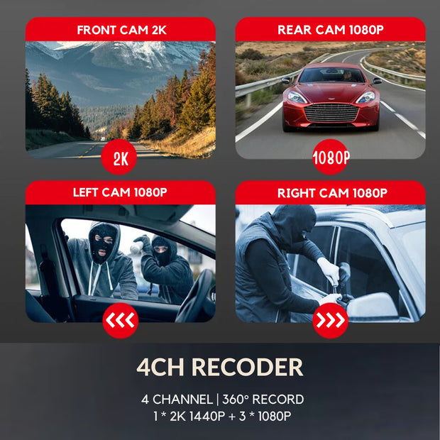 4CH-2K 1440P Dash Cam for Car DVR / 360 Camera