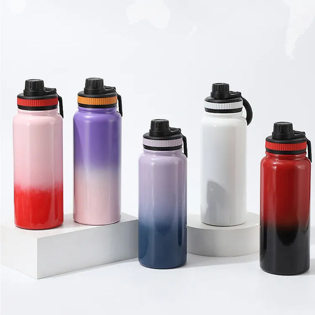 32 Oz Wide Mouth BPA Free Sport Water Bottle for Gym with Spout Lid - Thermal Hot & Cold 1 Litre Pink Water Bottle