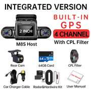 4CH GPS Dash Cam M8S 4*1080P for Car WiFi Video Recorder