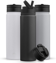 22oz Insulated Water Bottle with Straw Lid AND Flip Lid! - 12 Hour Hot/Cold Vacuum Insulated Stainless Steel Water Bottle. BPA-Free