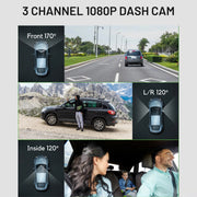 3 Channel Dash Cam Video Recorder Three Lens with Rear View