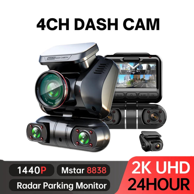 4CH-2K 1440P Dash Cam for Car DVR / 360 Camera