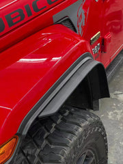 The fender flare extensions providing additional protection from rocks and debris.