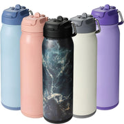 24 oz sports water bottle - stainless steel insulated water bottle with straw and pills holder