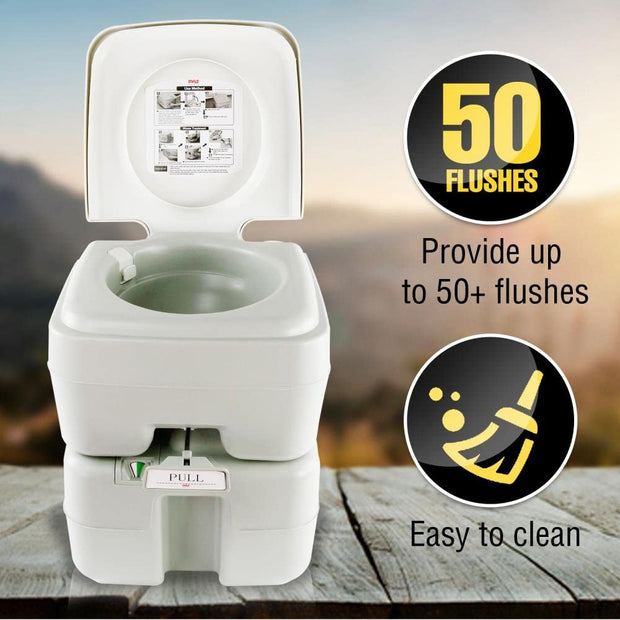 20L Outdoor Portable Camping Toilet Caravan Travel Camp 50 Flush