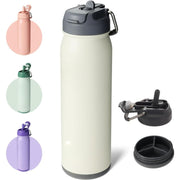 24 oz sports water bottle - stainless steel insulated water bottle with straw and pills holder