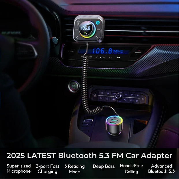 Bluetooth 5.3 FM/AUX Adapter, Air Vent Installation