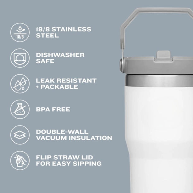 20 Oz Ice-flow Stainless Steel Tumbler with Straw for Home, Office or Car