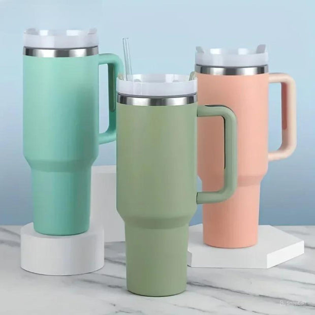 40OZ - 1200ML Insulated Mug / Coffee Thermos with Handle and Straw for Travel and Office