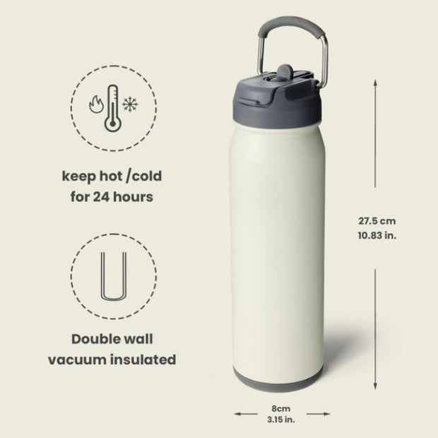 24 oz sports water bottle - stainless steel insulated water bottle with straw and pills holder