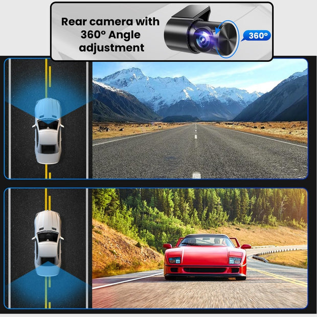 Dual lens car dash cam coverage