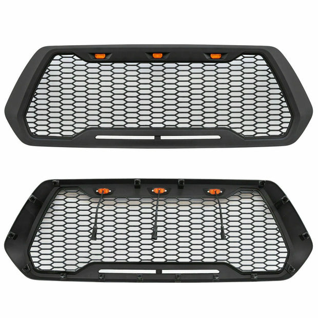 Raptor Style Matte Black Grille with 3 LED Lights - 2016+ Toyota Tacoma