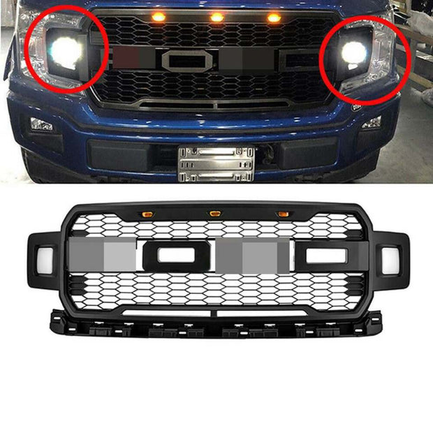 Front Racing Grille for FORD F150 2018-2020 With Lights