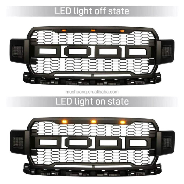 Raptor Style F150 2018-2020 Pickup Mesh Upper Hood Grille With LED