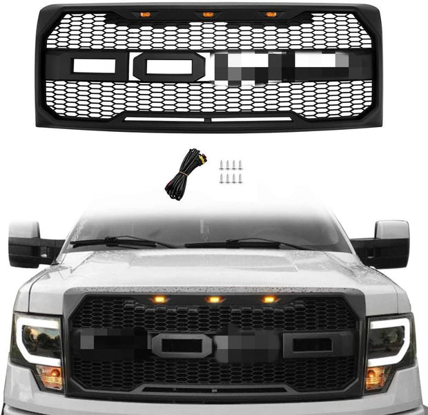 Ford F150 2009-2014 Front Grill Bumper Hood Mesh Grille with LED