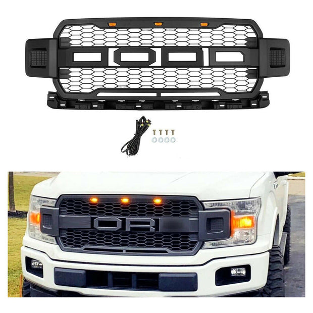 Raptor Style F150 2018-2020 Pickup Mesh Upper Hood Grille With LED