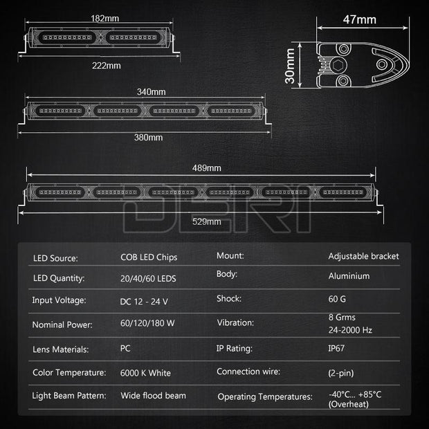 LED Light Bar 7'' 13'' 20 inch DRL Fog Running Led Work Light 4x4 Off Road Led Headlight