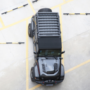 The roof rack's sleek and aerodynamic design reducing wind resistance.