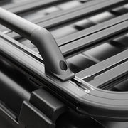 The roof rack's sleek and aerodynamic design reducing wind resistance.