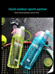 600ml Spray Cold Water Bottle Sublimation Mist Water Bottle Reusable Gym Sports Plastic Bottle with Spray Summer