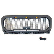 Ford F150 2021+ Black Raptor Style Front Grille Bumper Racing Grills Wiht Amber LED Light