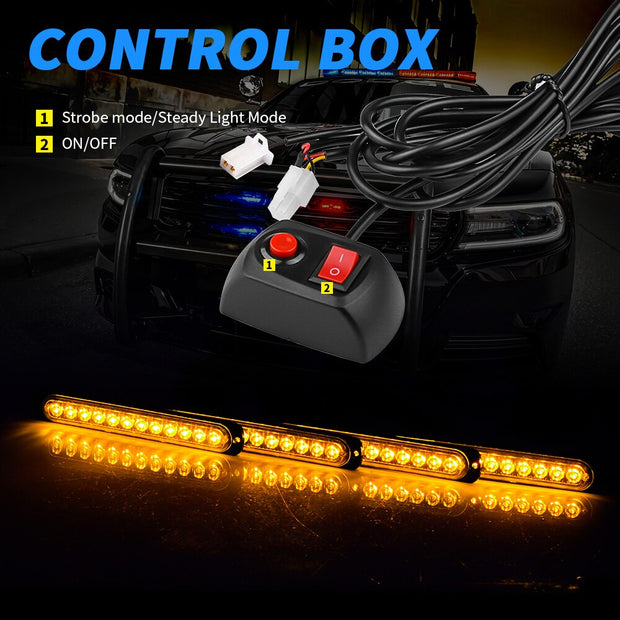 4pcs Strobe led kit 4 in 1 Wireless Control Led Strobe Grille Flashing Light bar