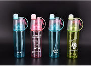 600ml Spray Cold Water Bottle Sublimation Mist Water Bottle Reusable Gym Sports Plastic Bottle with Spray Summer