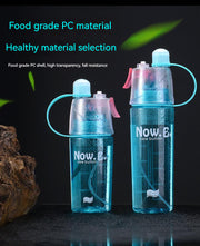 600ml Spray Cold Water Bottle Sublimation Mist Water Bottle Reusable Gym Sports Plastic Bottle with Spray Summer