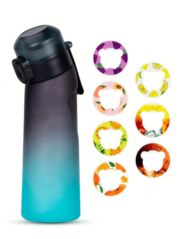 650 ml Flavored Water Bottle with different Flavor Pods - Water Bottle Frosted Black Air Camping, Sport Fitness Cup