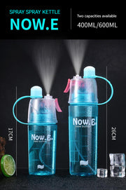 600ml Spray Cold Water Bottle Sublimation Mist Water Bottle Reusable Gym Sports Plastic Bottle with Spray Summer