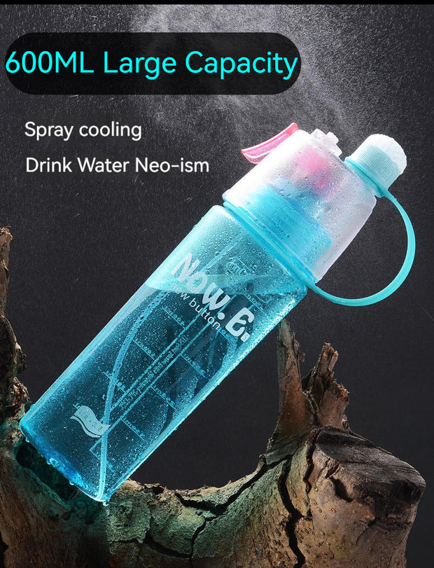 600ml Spray Cold Water Bottle Sublimation Mist Water Bottle Reusable Gym Sports Plastic Bottle with Spray Summer