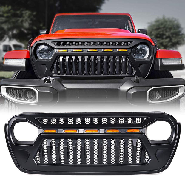 Jeep Wrangler JL 4th Generation Front Grill With Amber LED Running Lights