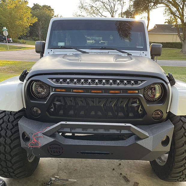 Jeep Wrangler JL 4th Generation Front Sparkle Grill With Amber LED Running Lights