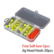 20pcs crank Jig head hook for sea fishing accessories With 5pcs free soft worm bait