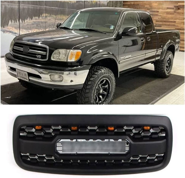 Black front grille with amber LED lights for 2000-2002 Toyota Tundra