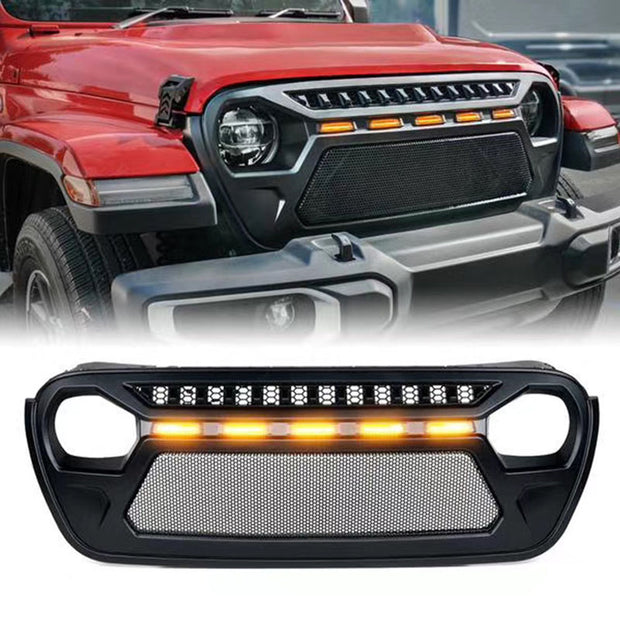 Jeep Wrangler JL 4th Generation Front Grill With Amber LED Running Lights