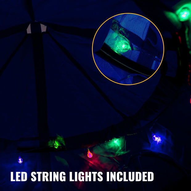 Outdoor Garden Camping Hammock Swing Chair Tent With LED String Lights Indoor