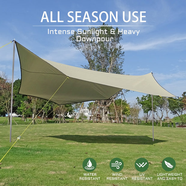 Octagon 5.1x5.1m Large Tarp Waterproof Shade Sail Sun Shelter