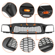 get this Toyota Tacoma 2001-2004 Honeycomb Bumper Front Grill With 3 Amber LED Grill Lights