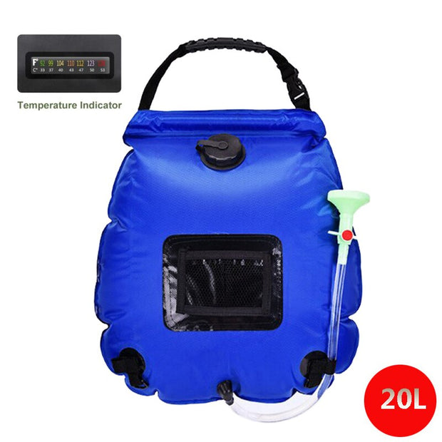 20L Outdoor Camping Hiking Solar Shower Bag  Hydration Bag Hose Switchable Shower Head