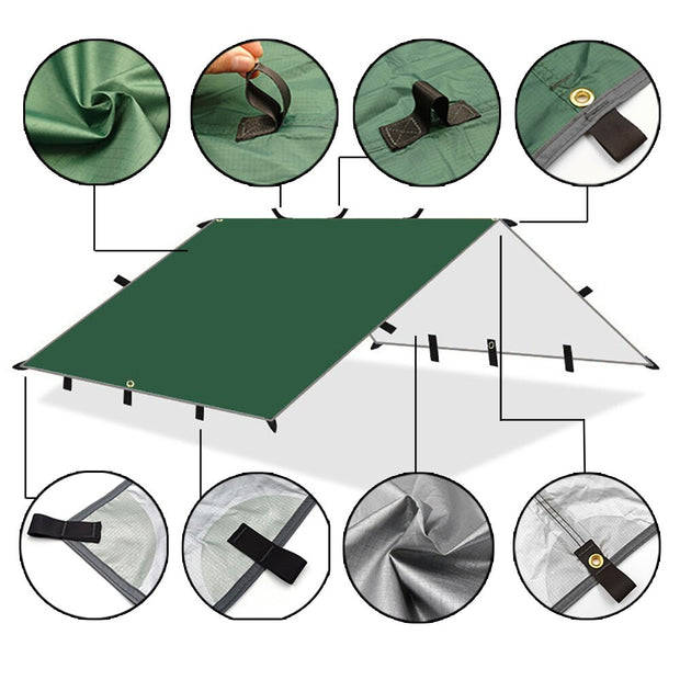 Camping 19 Hanging Points Tent Tarp Survival Sun Shelter Shade Canopy 4x4 3x4 3x3