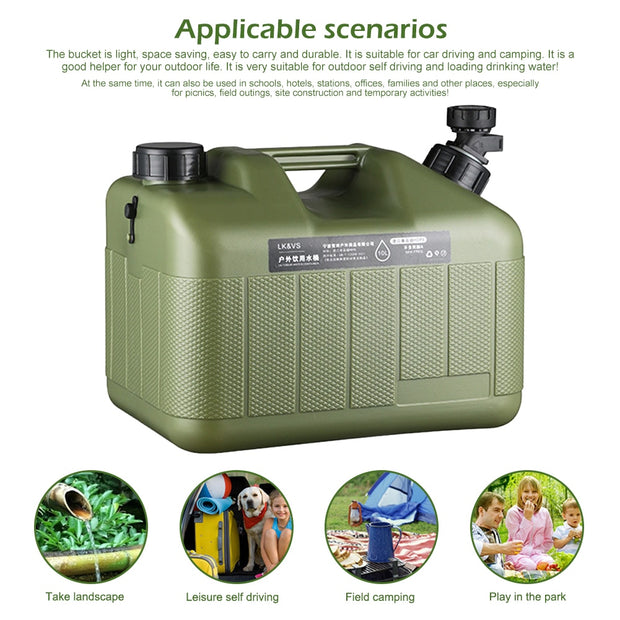 10L Portable Water Tank Outdoor Large-Capacity Water Storage Bucket Container Tanks