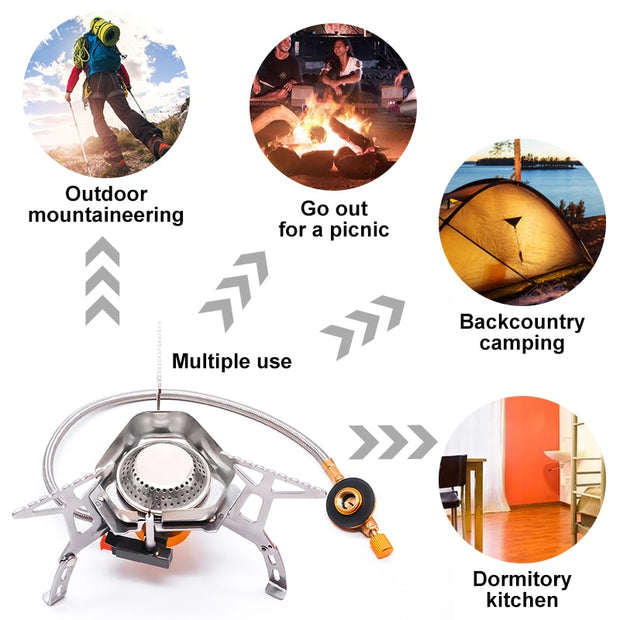 Camping Portable Folding Wind Proof Gas Stove Outdoor Strong Fire Stove Heater