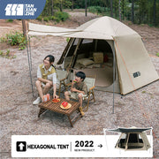 Outdoor Picnic Camping Portable Folding Main Hall Canopy Hexagonal Vinyl Tent Thickened Sunscreen And Rainproof