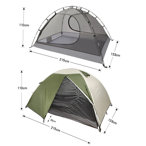 Ultralight 2 Person Backpacking Tent Double Layer Camping Tent