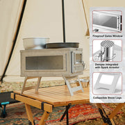 Portable Wooden Burned Quick Release Tent Stove with Glass Wall