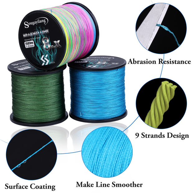 9 Strands PE Fishing Line Raid Fishing Line 300M 500M 1000M Multifilament Fishing Wire Carp